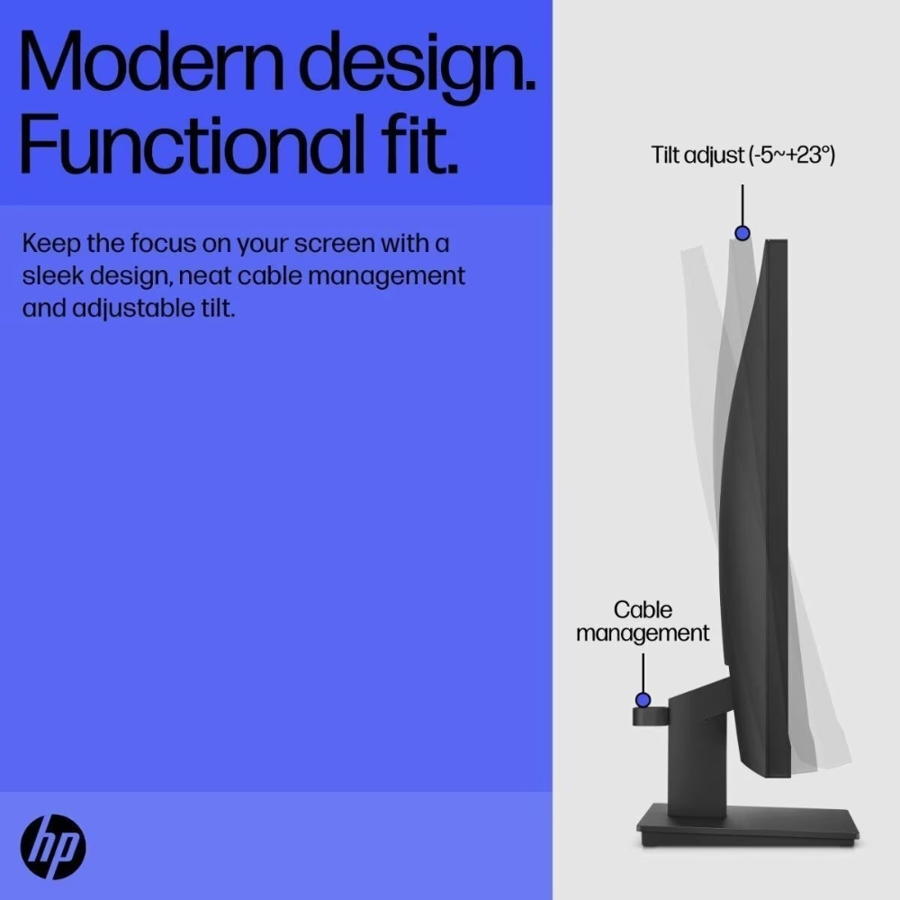 HP V22V G5 (65P57A6) – 21.5" FHD, VA Panel, VGA/HDMI, 1920x1080, Tilt -5° to +25°, 3 Years Warranty - Side View