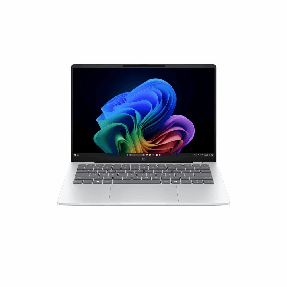 HP OmniBook 5 Snapdragon X1-26-100 14-he0014QU Laptop – 14" 2K OLED, 16GB LPDDR5X, 512GB SSD, Win 11 Copilot+, MS Office 2024, Backlit KB, Glacier Silver