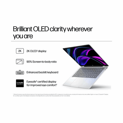 HP OmniBook 5 Snapdragon X1-26-100 14-he0014QU Laptop – 14" 2K OLED, 16GB LPDDR5X, 512GB SSD, Win 11 Copilot+, MS Office 2024, Backlit KB, Glacier Silver