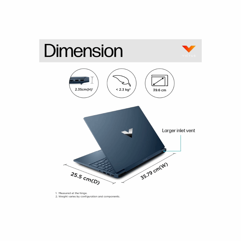 HP Victus Gaming Laptop 15-fa2191TX – 15.6" FHD IPS 144Hz, 16GB RAM, 512GB SSD, RTX 3050A 4GB, Win 11, MS Office 2024, Backlit KB, Performance Blue