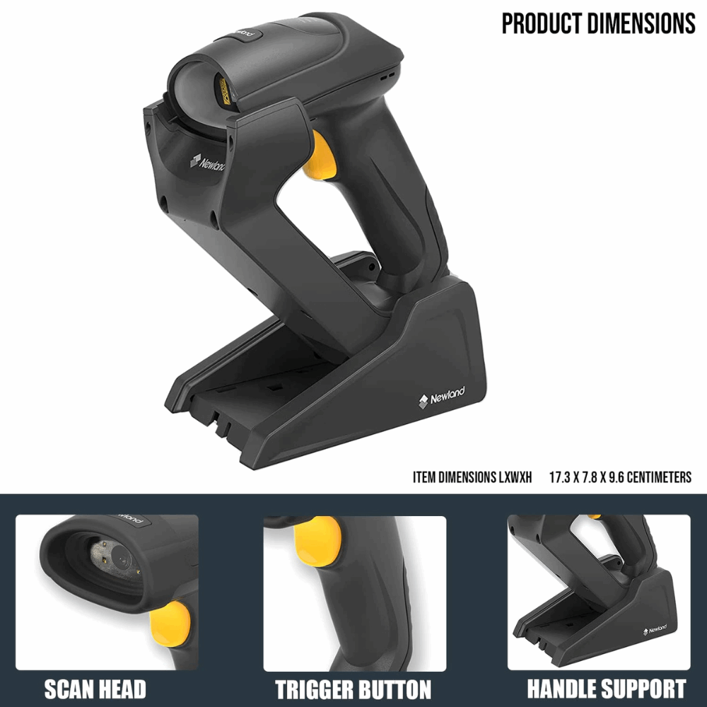 Newland NLS-HR5280RT-BT – 1.28MP CMOS, Bluetooth 5.0, Class 2 (50m Range), –20°C to 50°C Operating Temp, Rugged Barcode Scanner - Front View
