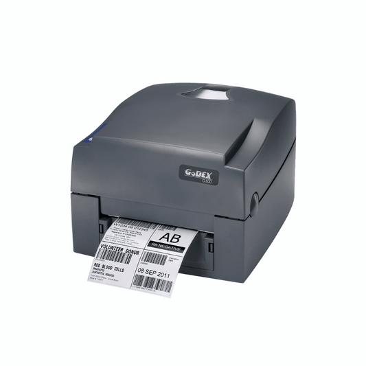 Godex G500 UES – 4" Desktop Thermal Transfer/Direct Thermal Printer, 203 dpi, 5 IPS, USB, Serial & Ethernet, India - Front View