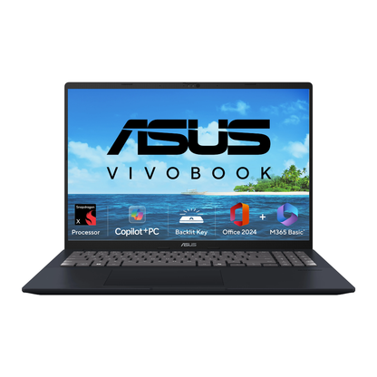 ASUS Vivobook 16 X1607QA-MB049WS AI Laptop – Snapdragon X X1 26 100, 16GB RAM, 512GB SSD, 16" WUXGA, Windows 11 Home, Quiet Blue