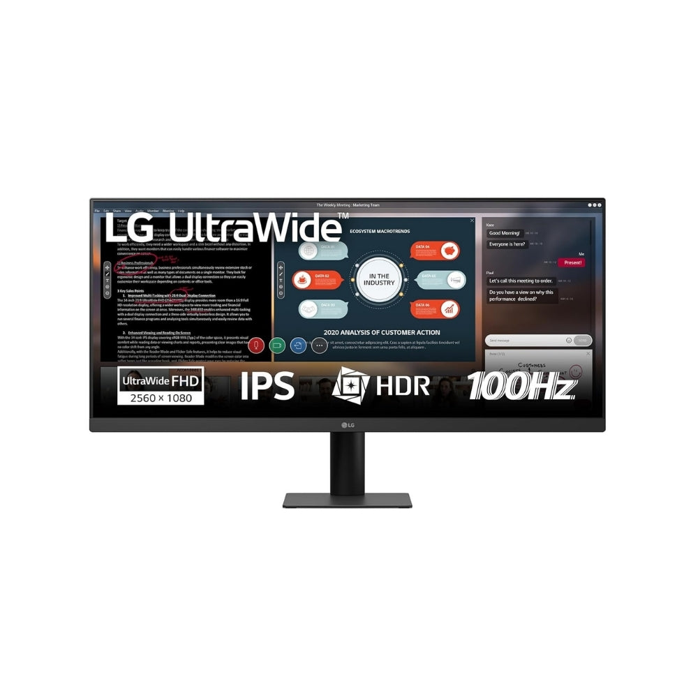 LG 29U511A 29" UltraWide FHD IPS Monitor | 21:9, 2560x1080, 100Hz, HDR10, AMD FreeSync, Dual HDMI, OnScreen Control, 3 Years Warranty