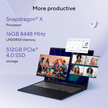 ASUS Vivobook 16 X1607QA-MB049WS AI Laptop – Snapdragon X X1 26 100, 16GB RAM, 512GB SSD, 16" WUXGA, Windows 11 Home, Quiet Blue