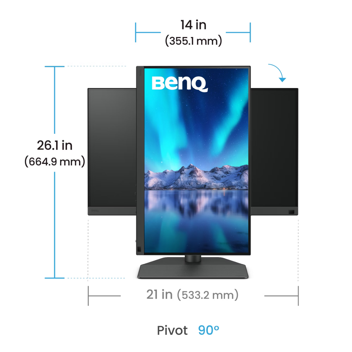 BenQ SW242Q 24.1” 2K AdobeRGB Professional Photographer Monitor – 90W USB-C, IPS, 99% Adobe RGB - tilt view