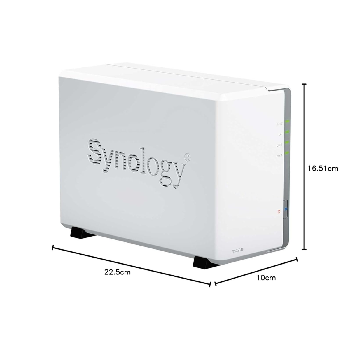 Synology DS223j 2-Bay NAS Storage Server – Realtek RTD1619B Quad-Core, 1GB DDR4 RAM, Up to 32TB Capacity, Gigabit LAN, DSM OS, 2 Years Warranty