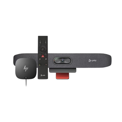 Poly Studio R30 USB Video Bar (842D2AA) – 4K Camera, 120° FOV, AI NoiseBlockAI, remote, dongle - front view
