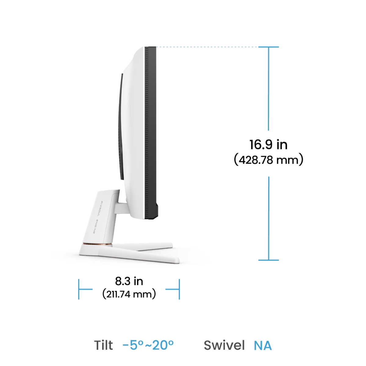 BenQ MOBIUZ EX271Q 27” 2K QHD 180Hz Gaming Monitor – IPS, 1ms, DisplayHDR 400, FreeSync Premium, USB-C 65W - side view