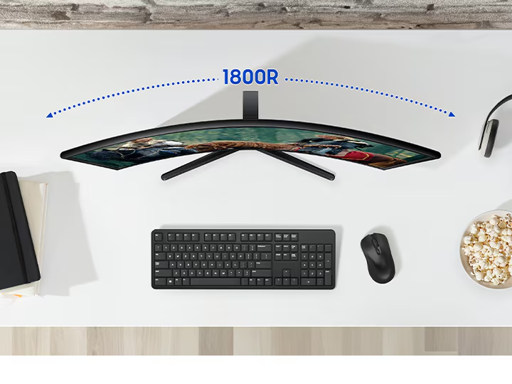 Samsung 27-Inch FHD Curved Monitor (LS27D368GAWXXL) – VA Panel, 100Hz, 1800R Curvature, HDMI, VGA, 3 Year Warranty