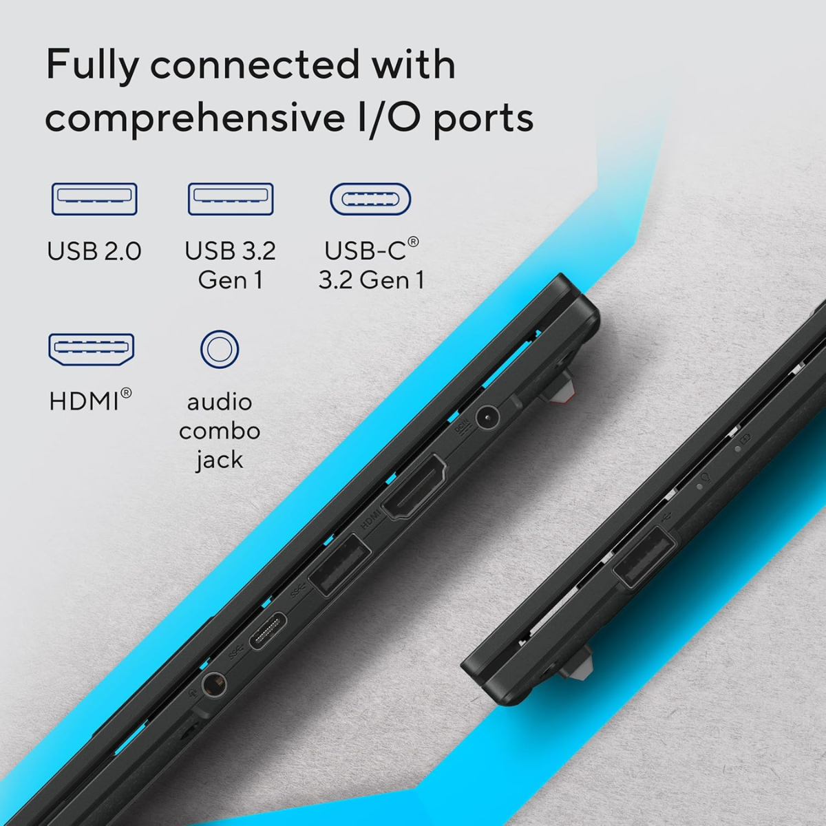 ASUS Vivobook 15 (E1504FA-BQ2116WS) – AMD Ryzen 5 Processor, 16GB DDR5 RAM, 512GB PCIe SSD, 15.6″ FHD Display, Windows 11 Home, Office Home 2024 - port view