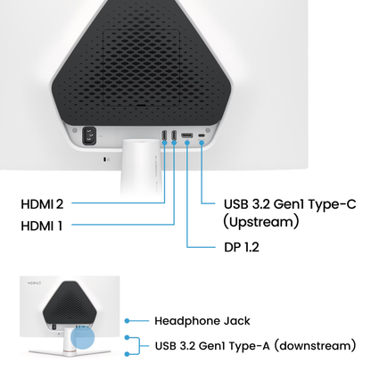 BenQ MOBIUZ EX271Q 27” 2K QHD 180Hz Gaming Monitor – IPS, 1ms, DisplayHDR 400, FreeSync Premium, USB-C 65W - back view