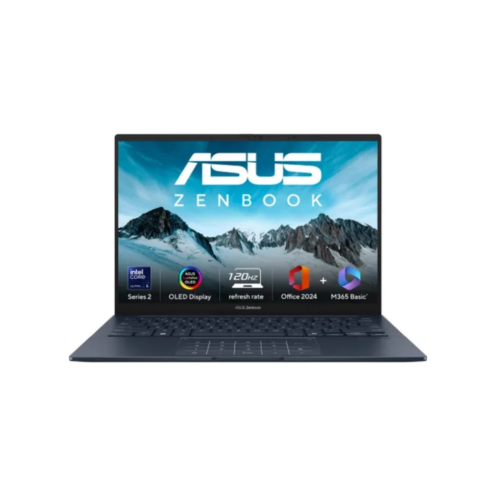 ASUS Zenbook 14 OLED UX3405CA-PZ162WS – Intel Core Ultra 5 225H, 16GB LPDDR5, 1TB PCIe Gen4 SSD, 14″ OLED Touch WQXGA+, Windows 11 Home + Office 2024 - Front View