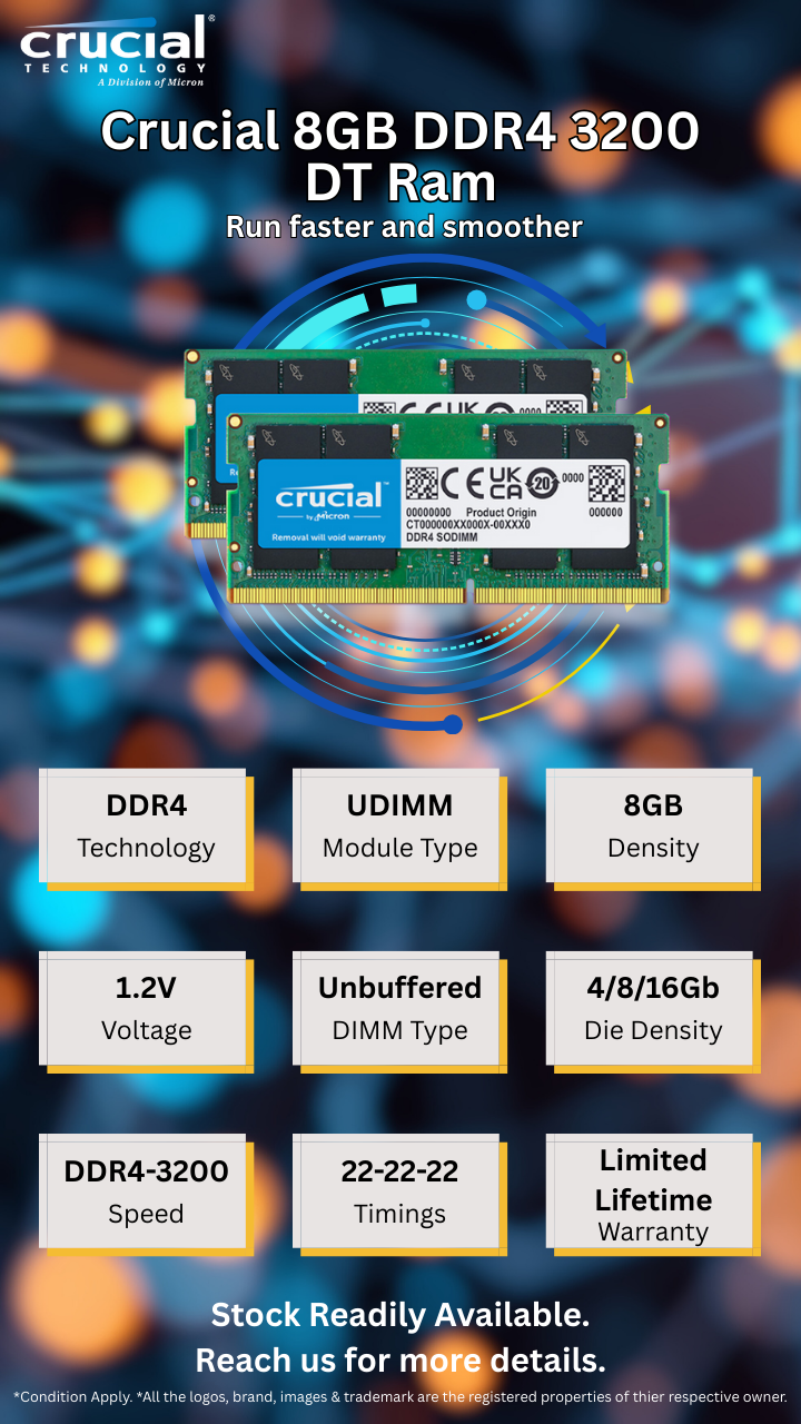Crucial 8GB DDR4 3200 RAM. Crucial Dealer in Chennai. Supreme computers.