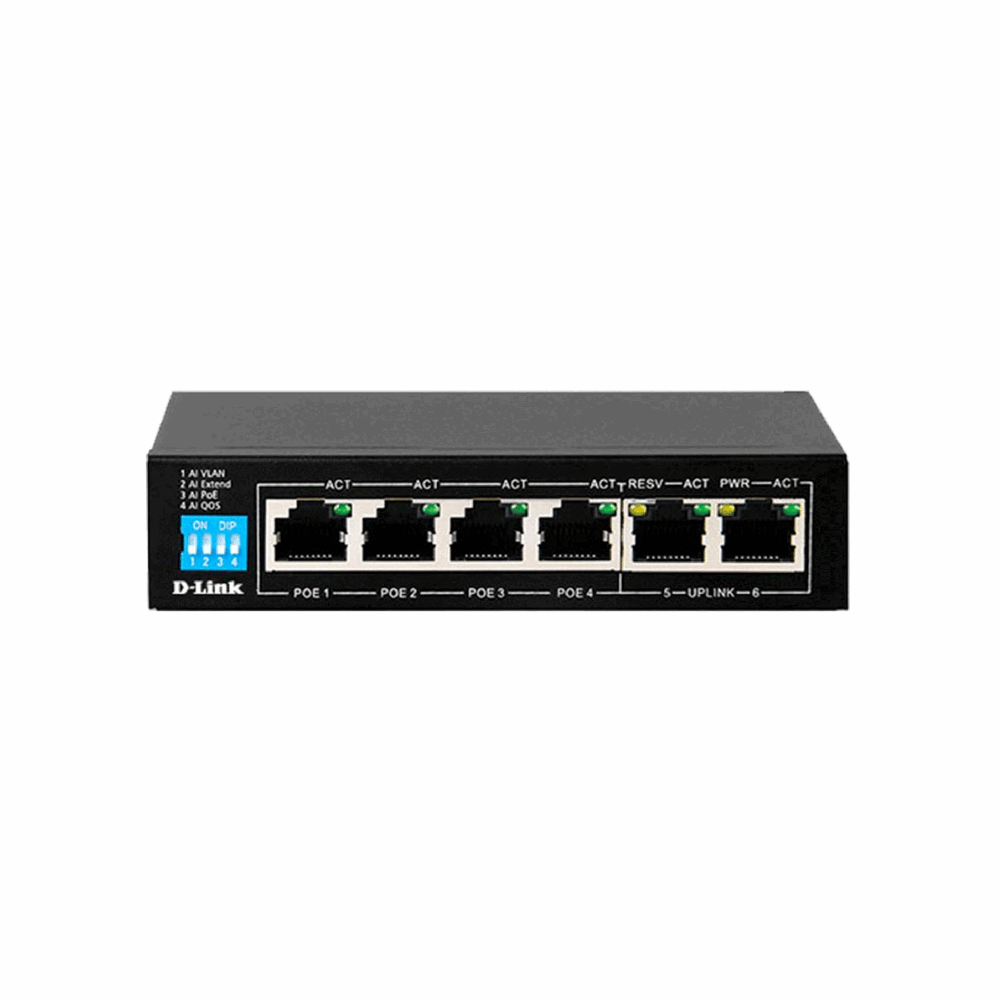 DLink DES-F1006P-E  4+2 100Mbps 250m PoE Switch(N)