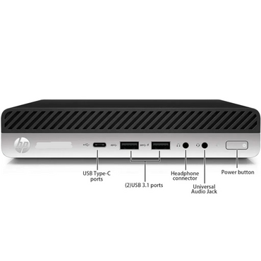 Refurbished HP EliteDesk 800 G4 SFF – i5 8th Gen, 8GB RAM, 512GB SSD, DOS, 3 Year Warranty, Without Monitor - Front view with Ports