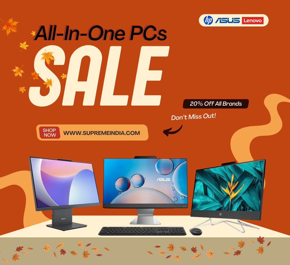 All-In-One PCs sale with 20% off HP, ASUS, and Lenovo models, summer sale, All in one dealer in chennai, supreme computers