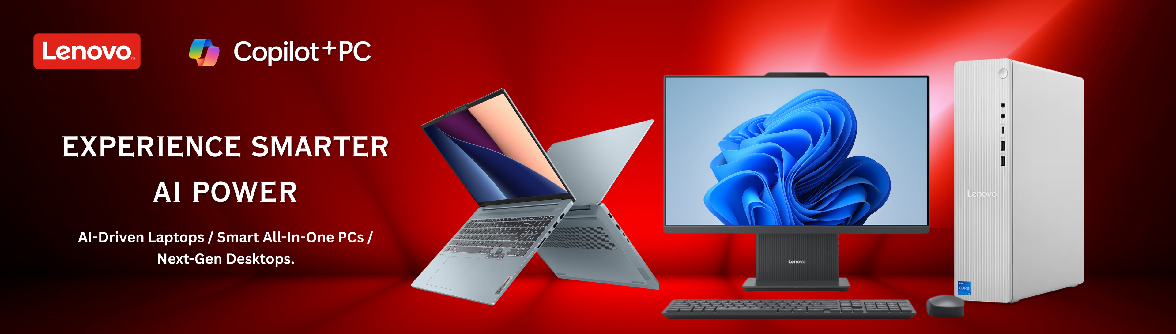 Authorized Lenovo dealer in Chennai, Tamil Nadu offering AI-powered laptops, All-in-One PCs and desktop computers with Copilot+ next-generation systems